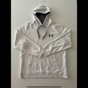 Under Armour Solid White Logo Pullover Pocket Hoodie Sweatshirt Men’s XL